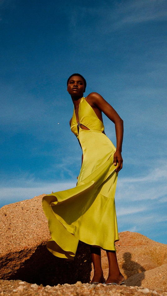 Isolde Lime Midi Dress