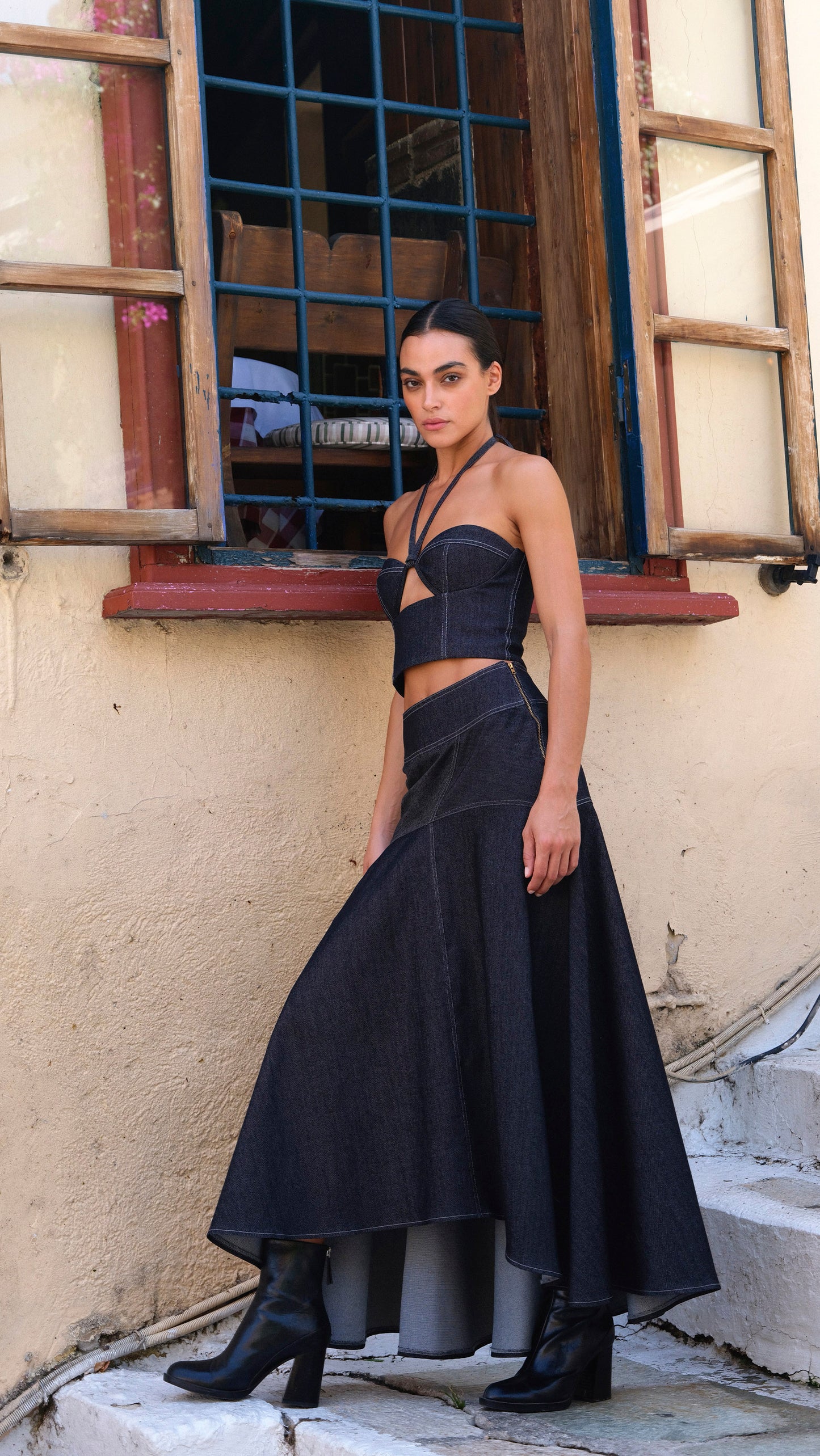 Laleh Top & Kenza Skirt Denim Set