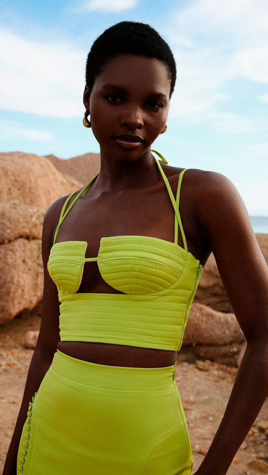 Marta Lime Top and Midi Skirt Set