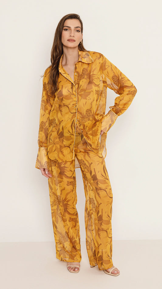 Thalia Cheetah Print Shirt and Pant Set