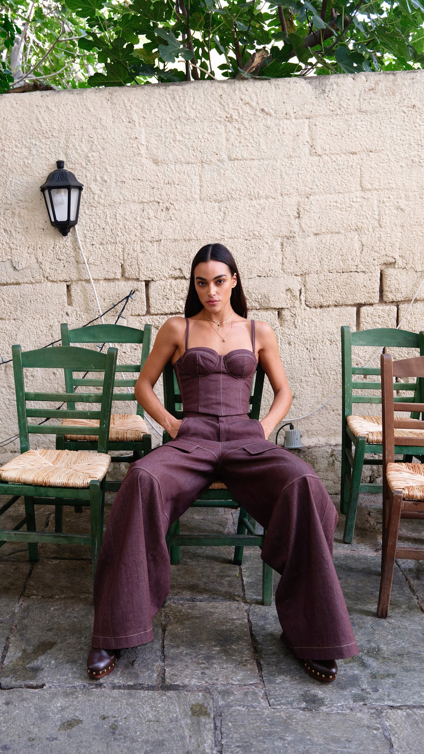 Amaya Top & Adila Jeans Plum Set