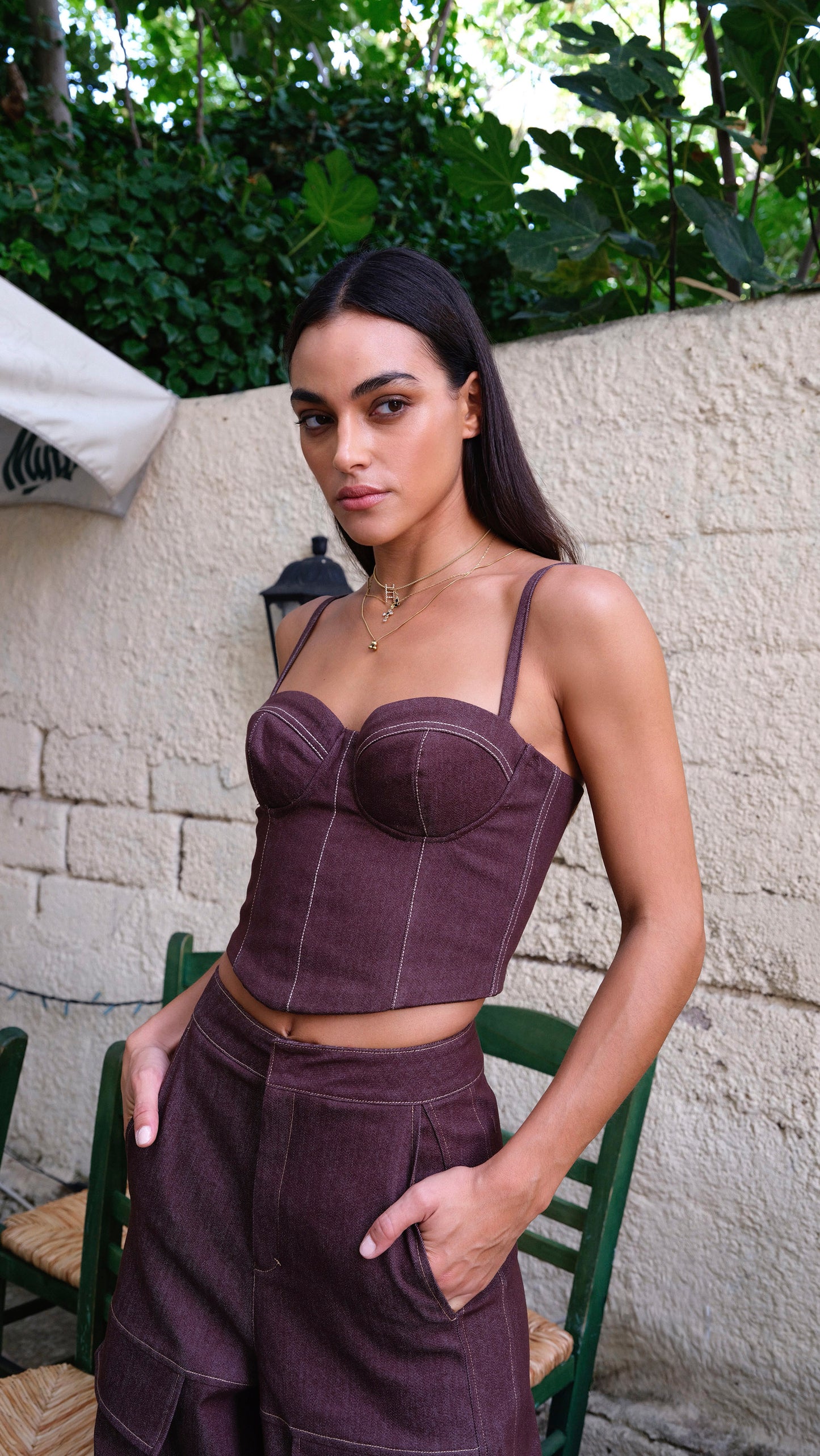 Amaya Top & Adila Jeans Plum Set