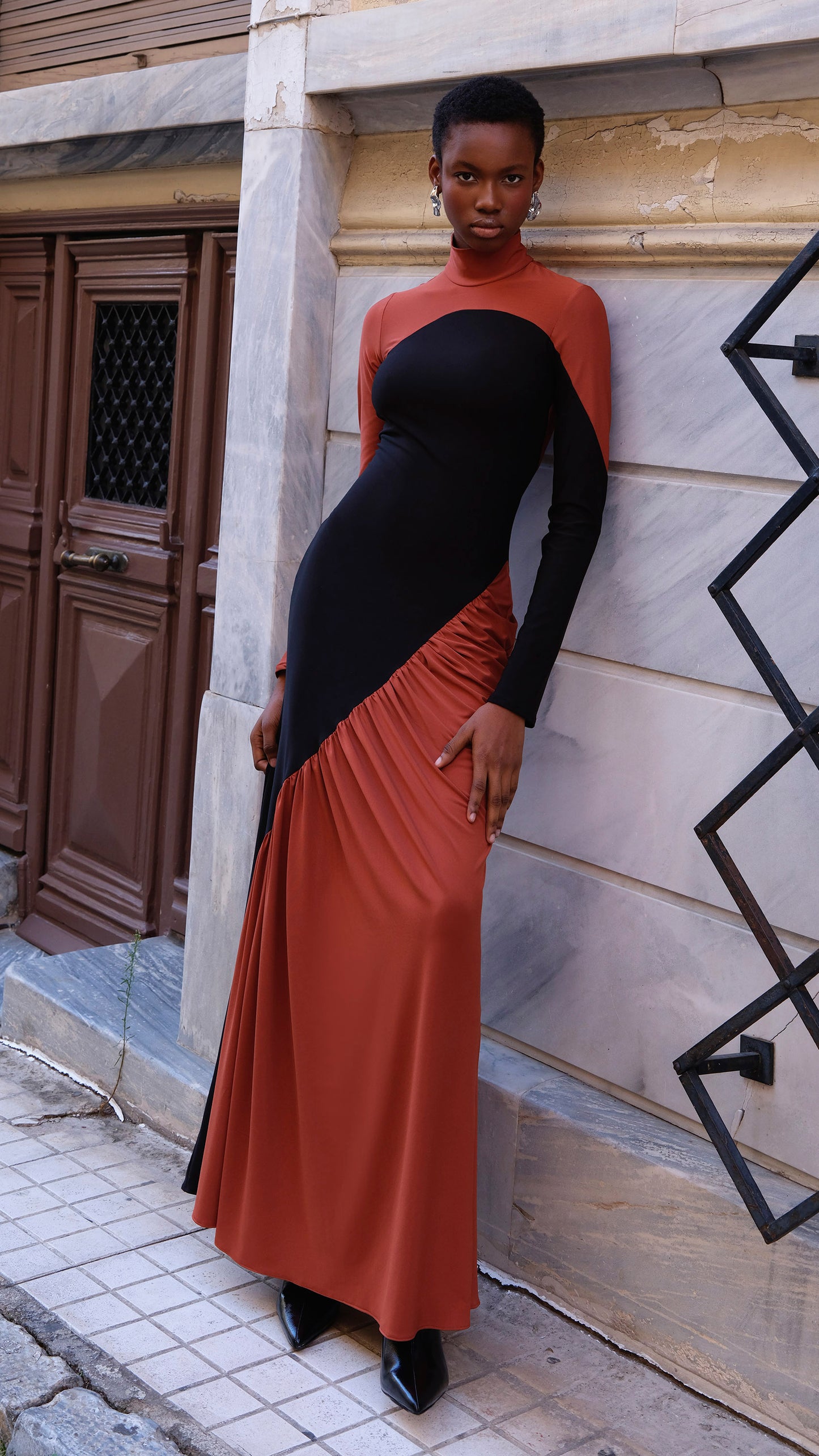 Hailey Orange-Black Dress