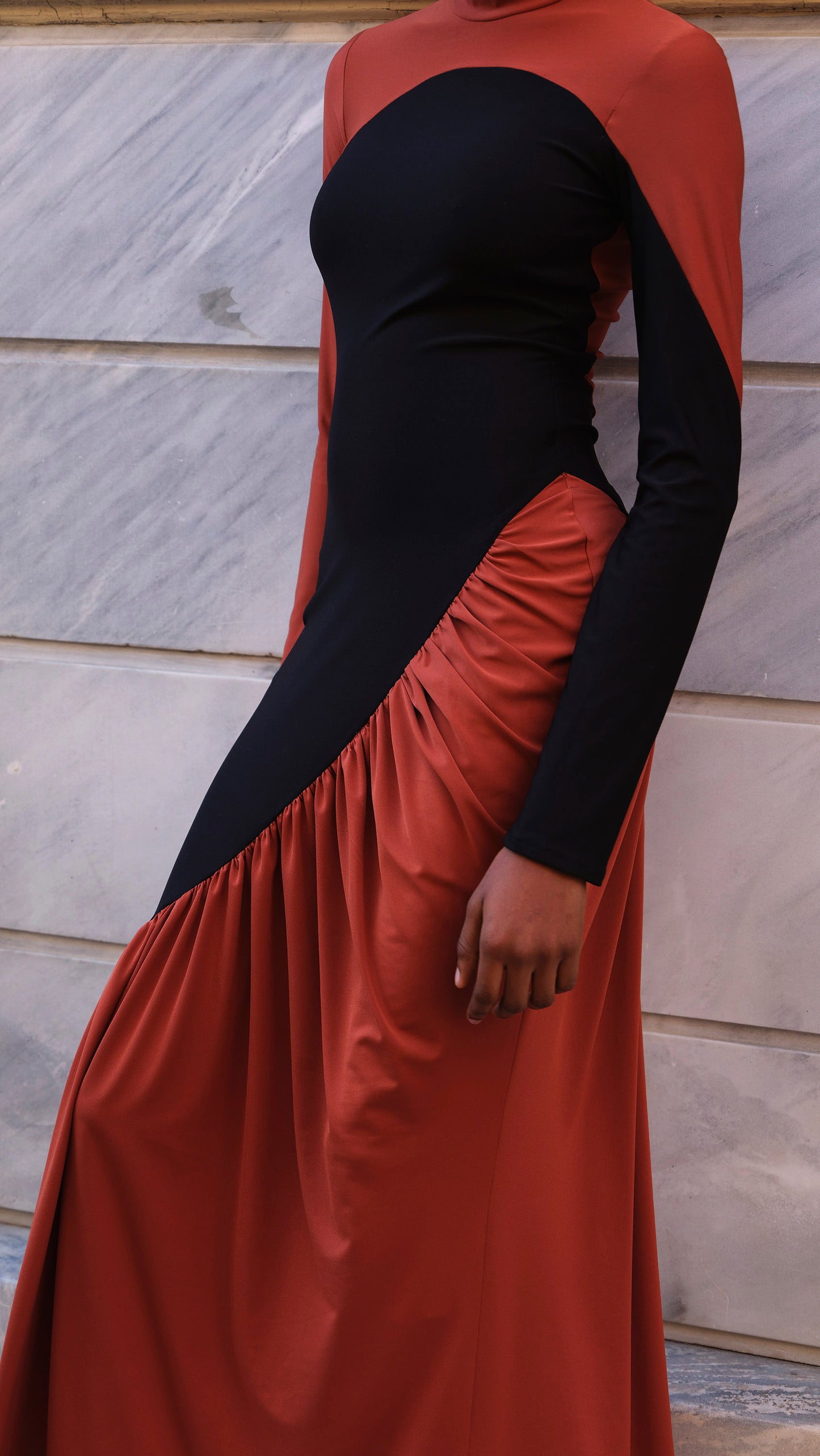 Hailey Orange-Black Dress