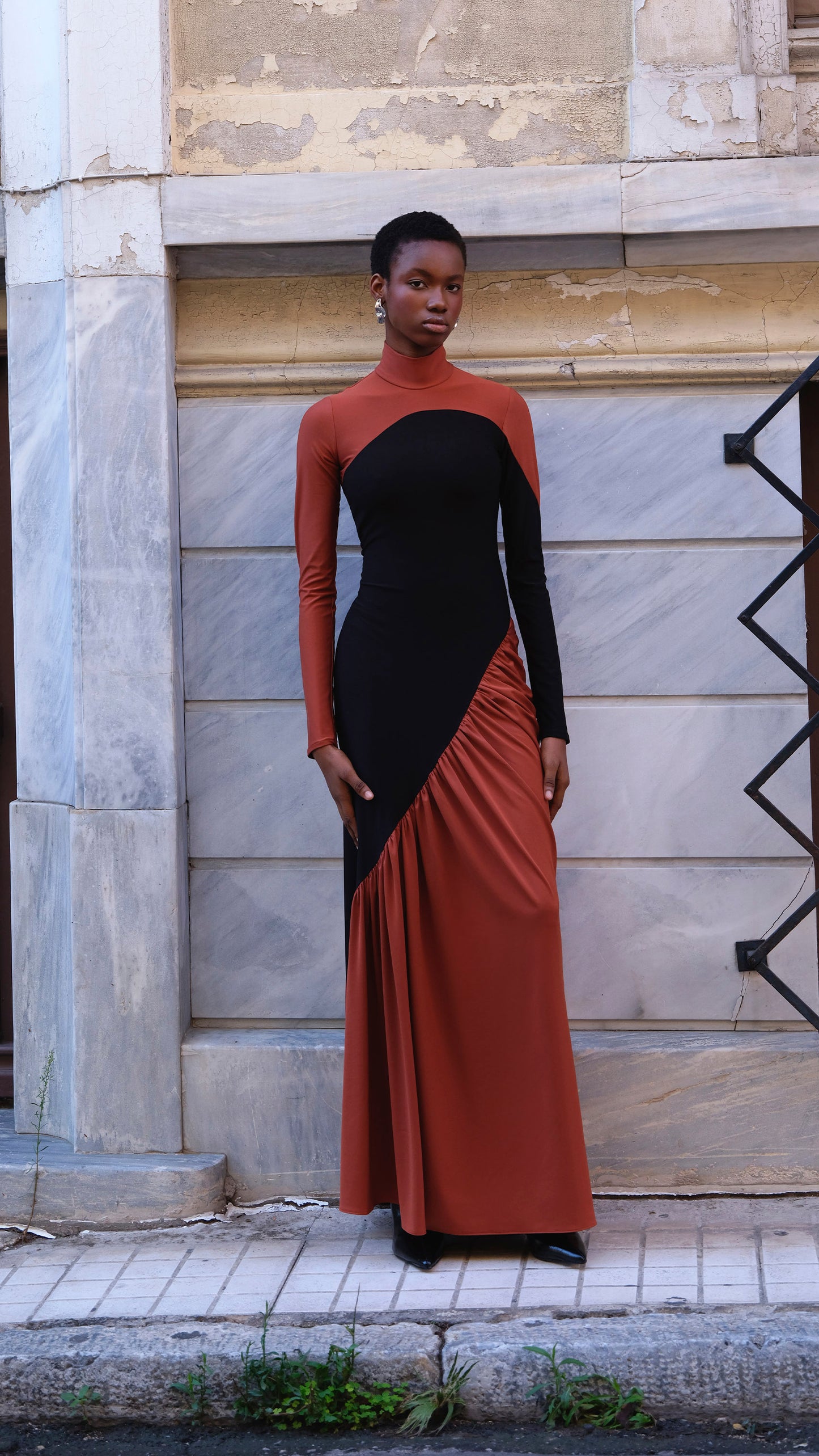 Hailey Orange-Black Dress