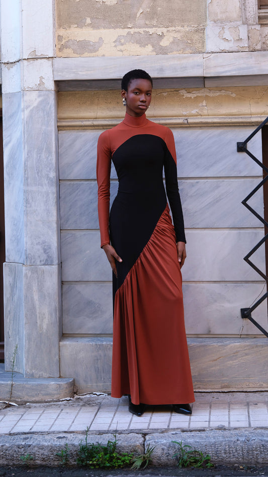 Hailey Orange-Black Dress