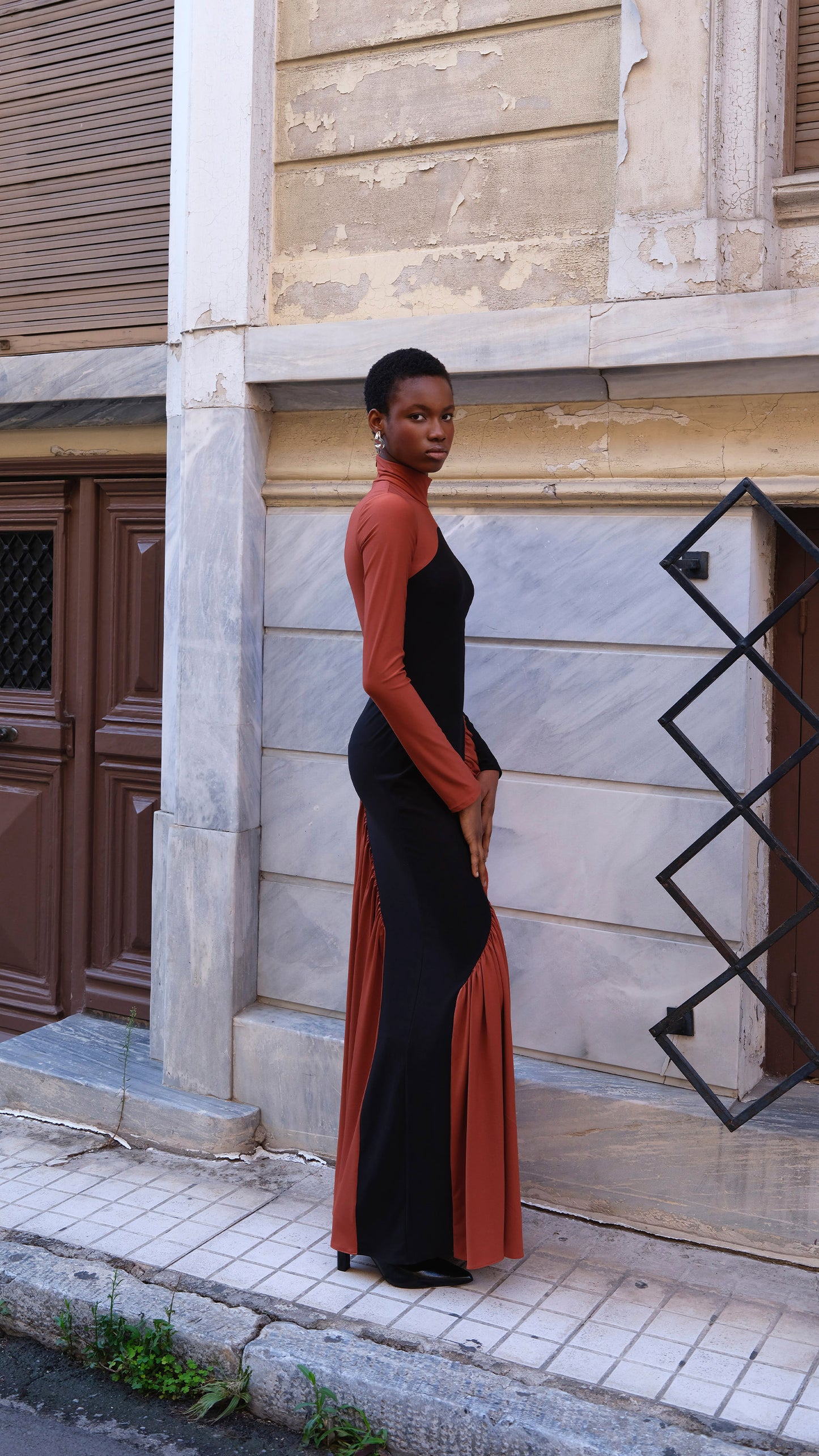 Hailey Orange-Black Dress