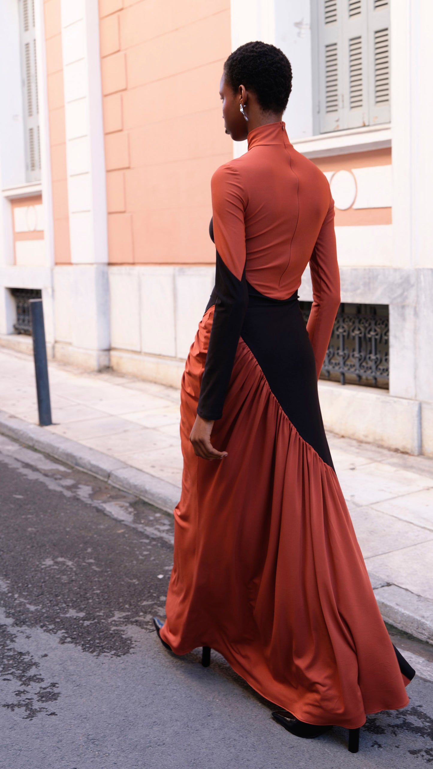 Hailey Orange-Black Dress