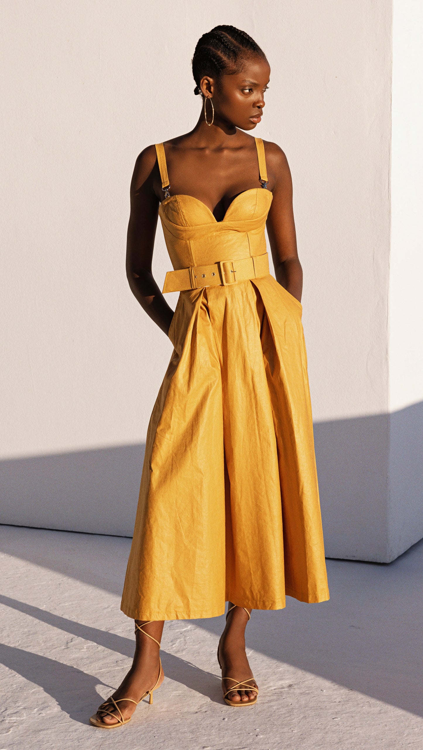 Iris Yellow Midi Dress