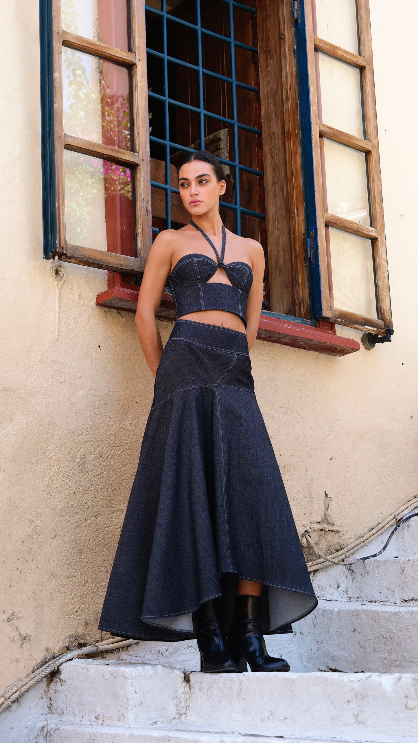 Laleh Top & Kenza Skirt Denim Set