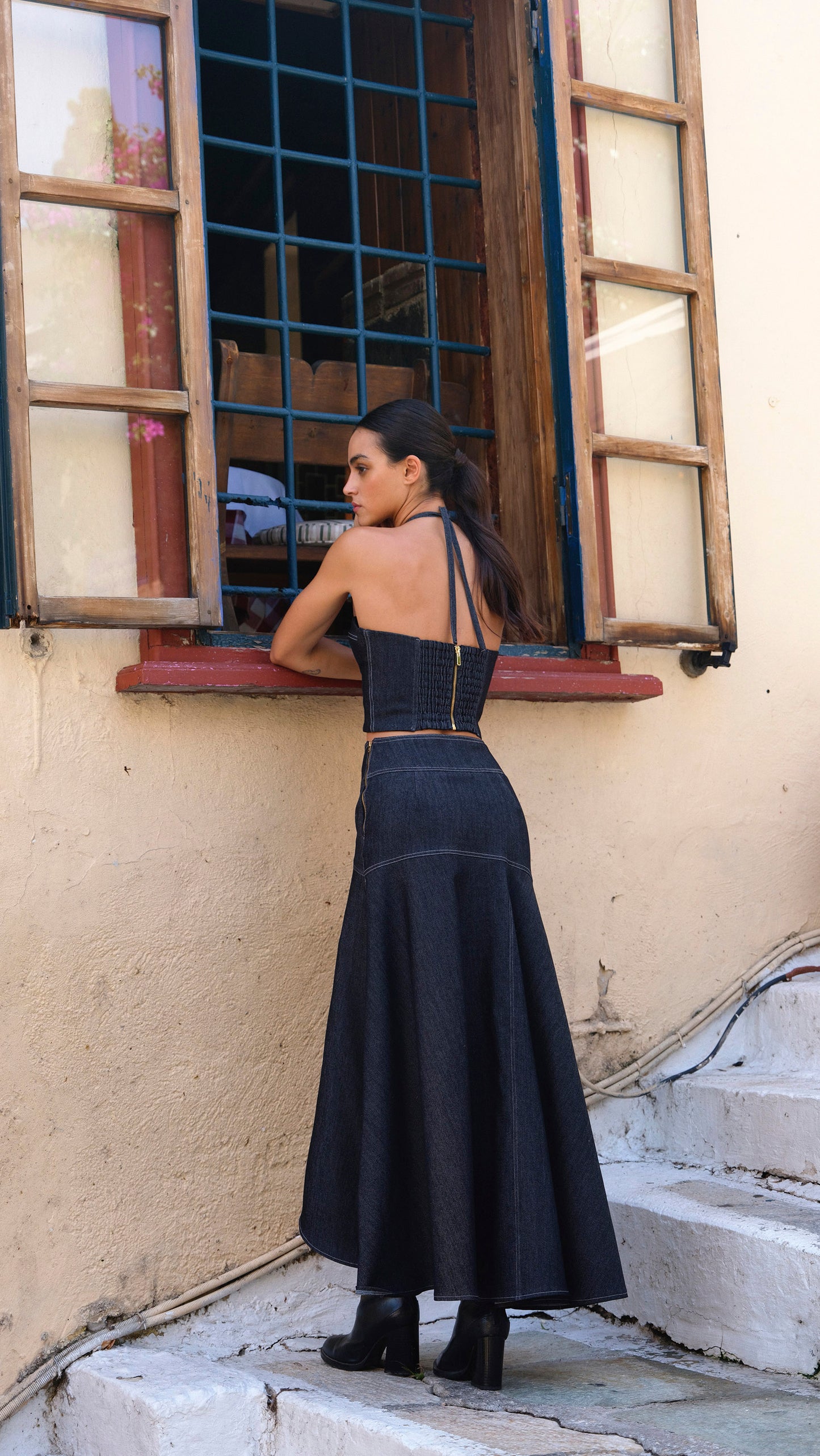 Laleh Top & Kenza Skirt Denim Set