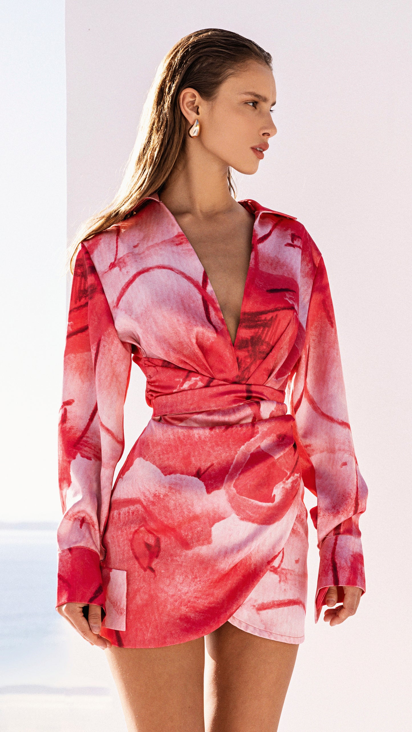 Riviera Rose Print Shirt-Dress