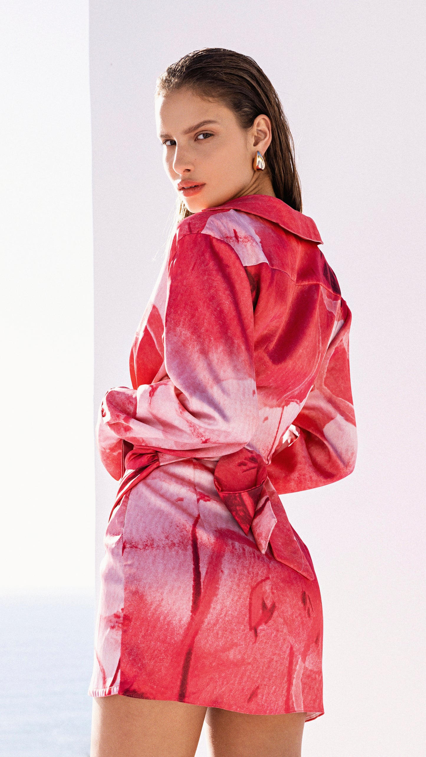 Riviera Rose Print Shirt-Dress