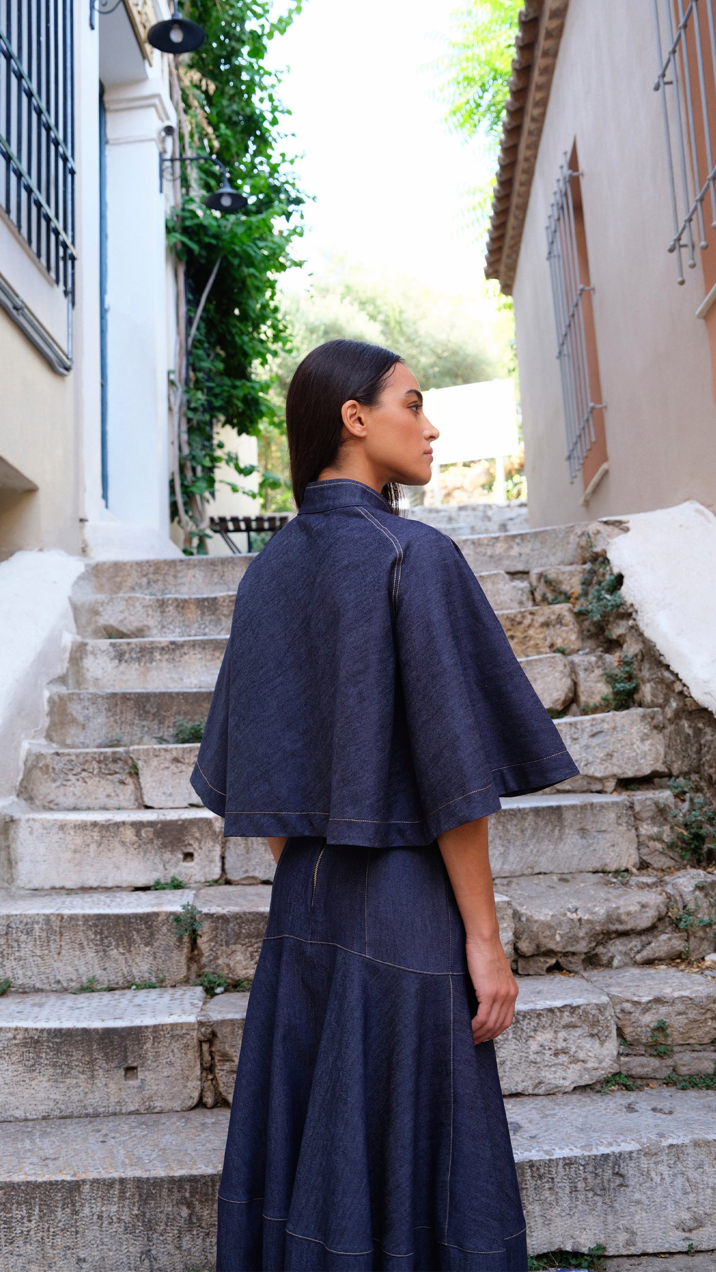 Selma Cape & Amal Skirt Denim Set