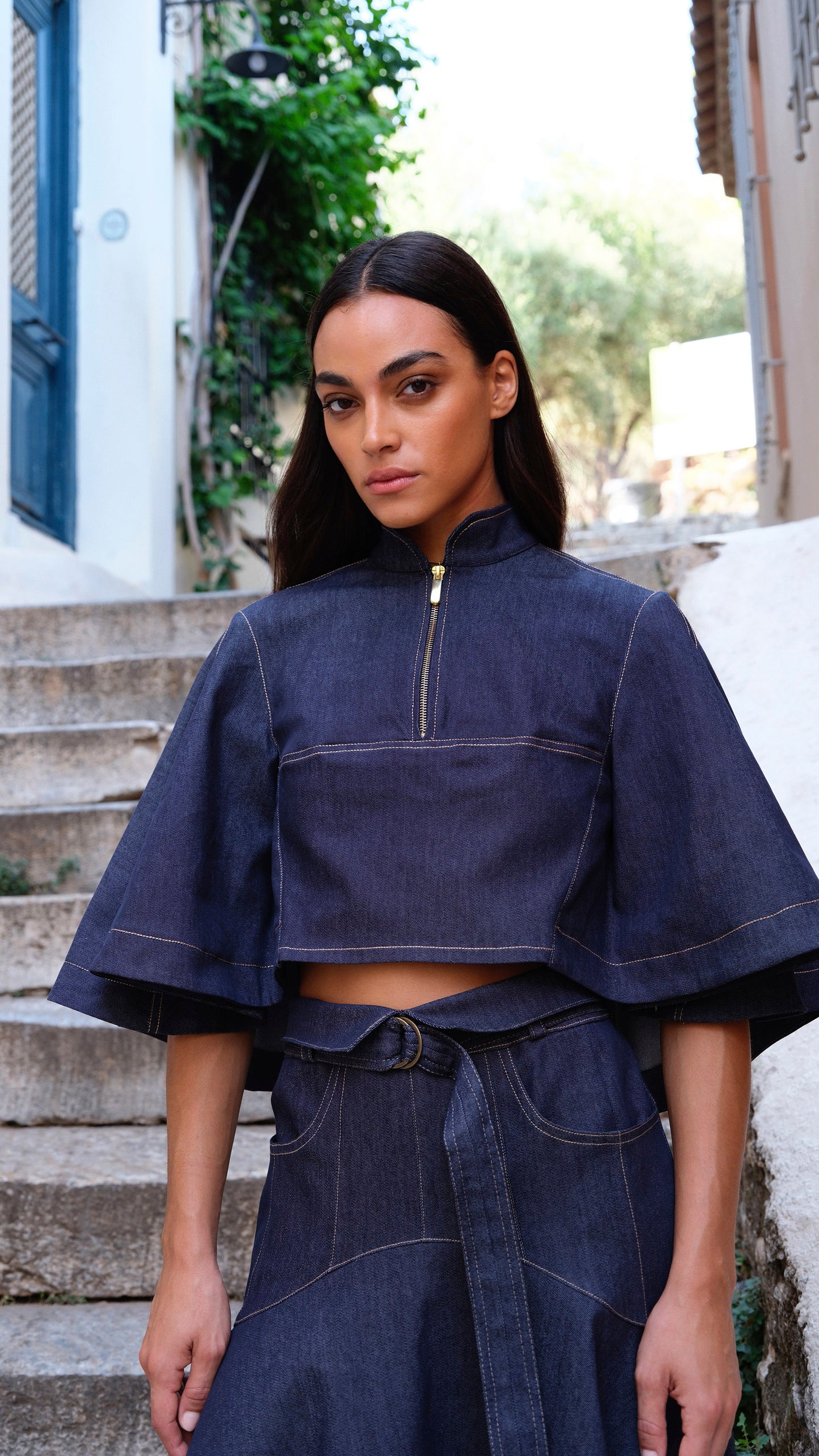 Selma Cape & Amal Skirt Denim Set