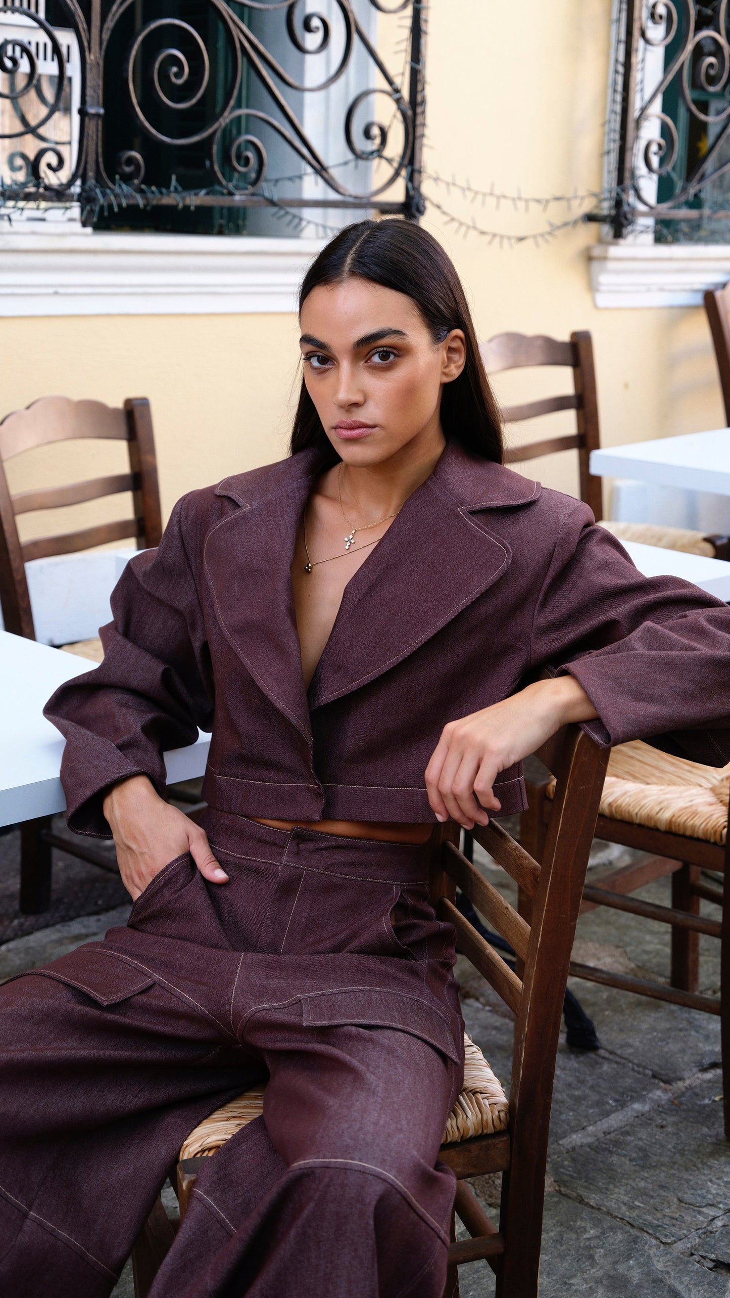 Tahira Jacket & Adila Jeans Plum Set