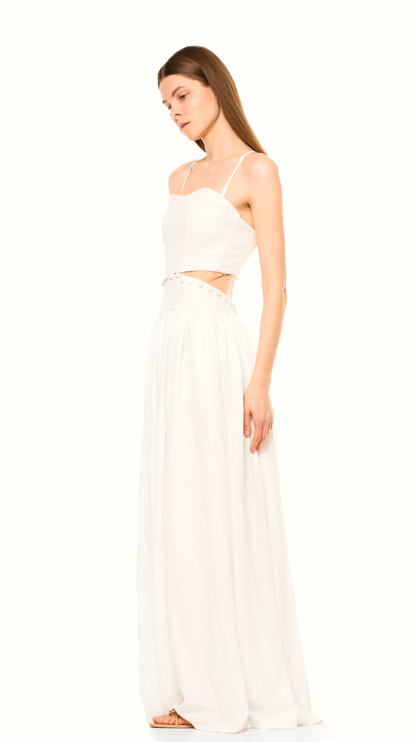 Vivette White Light Creamy Maxi Dress