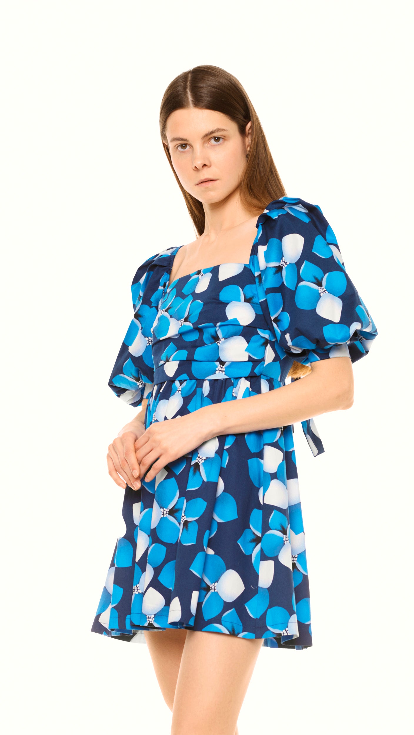 Cotton Mini Dress with Open Back