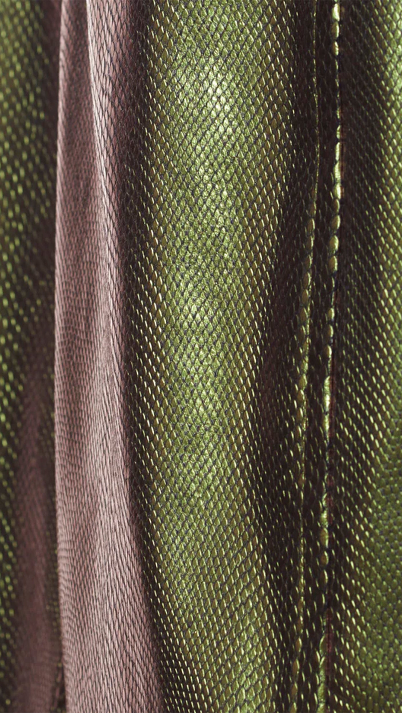 Strapless iridescent leather dress