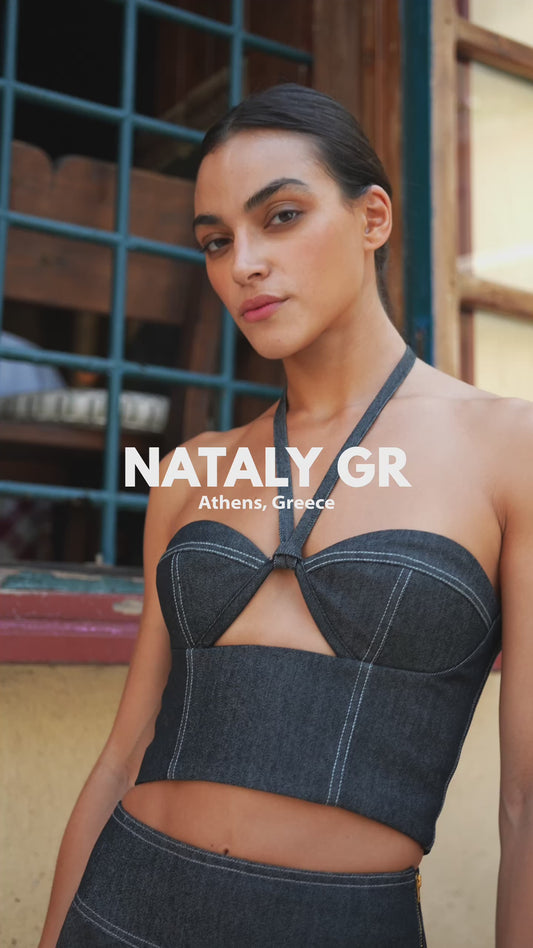 Laleh Top & Kenza Skirt Denim Set