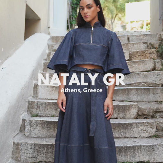 Selma Cape & Amal Skirt Denim Set